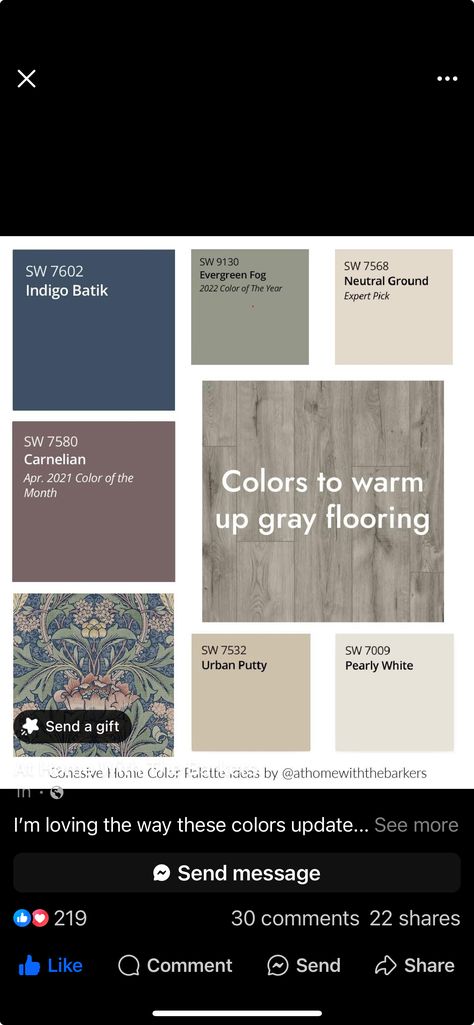 Color Palette For Grey Floors, Grey Floors, Indigo Batik, Grey Flooring, Color Of The Year, New Build, New Builds, House Colors, Paint Colors