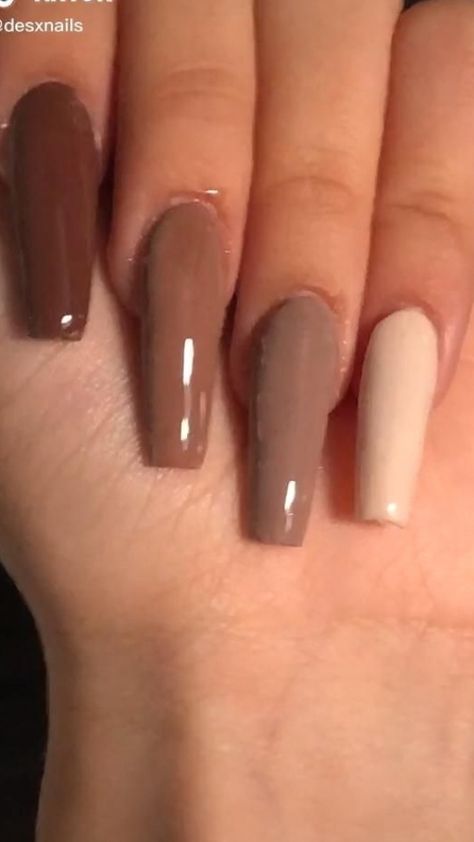 brown coffin ballerina nails #acrylicnail #acrylicnailideas Coffin Ballerina Nails, Brown Acrylic Nails, Beige Nails, Fall Acrylic Nails, Long Acrylic Nails Coffin, Ballerina Nails, Bling Acrylic Nails, Acrylic Nails Coffin Short, Short Acrylic Nails Designs