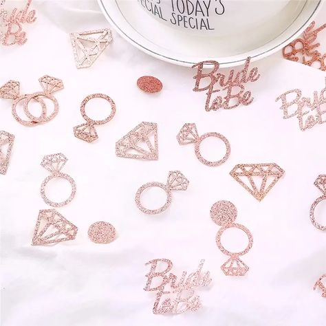 Rose Golden Bride To Be Ring Heart Willy Paper, Confetti, Hen Night Bachelorette Party Bridal Shower Supplies - Temu Wedding Ceremony Confetti, Hens Night Decorations, Throwing Confetti, Rose Gold Bride, Rose Gold Bridal Shower, Gold Glitter Wedding, Rose Gold Paper, Bridal Shower Tables, Party Confetti