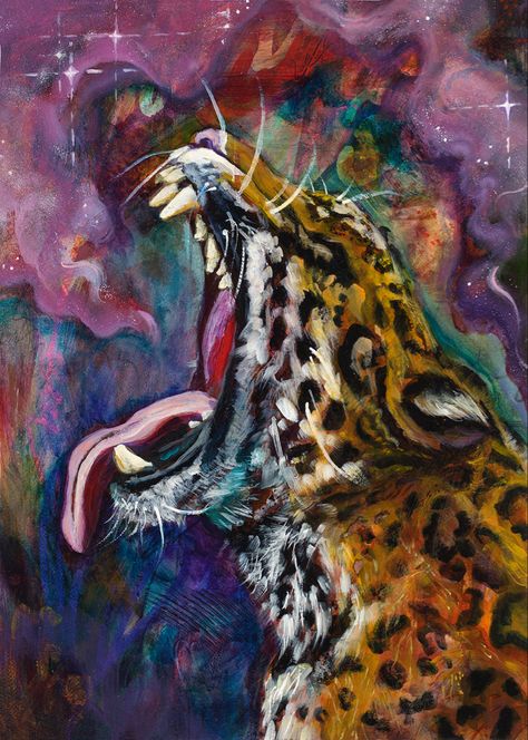 Jaguar Painting, Jaguar Art, Jaguar Portrait, Black Jaguar Painting, Jaguar Roaring, Jaguar Painting Acrylic, Kate Barry, Jaguar In Jungle, Black Jaguar