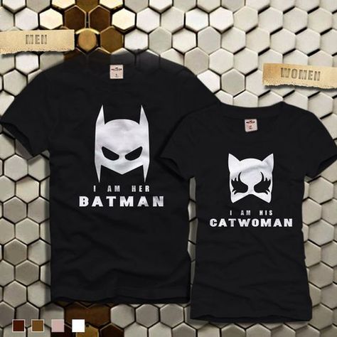 Batman Tshirt, Matching Outfits For Couples, Matching Ideas, Outfits For Couples, Batman Wedding, Batman Catwoman, Cute Couple Shirts, Batman Outfits, Batman Stuff