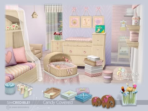 The Sims Resource - Candy Covered Decor [web transfer] Baby Room Set, Sims Rooms, Cream Lamps, Toddler Decor, Resource Furniture, Sims Baby, Mod Furniture, Baby Furniture Sets, The Sims 4 Packs