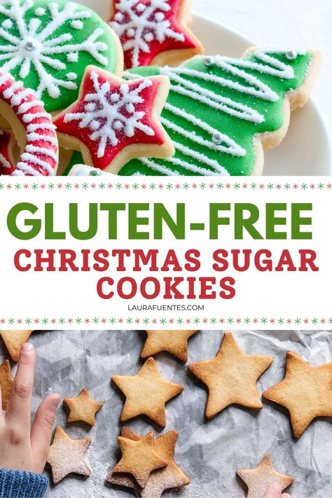 gluten-free sugar cookies recipes Christmas Gluten Free Soft Cut Out Sugar Cookies, Gluten Free Cut Out Cookies, Christmas Sugar Cookies Recipe, Gluten Free Icing, Gluten Free Christmas Cookies Recipes, Cookies Frosting, Gf Treats, Gluten Free Holiday Cookies, Cookies Best