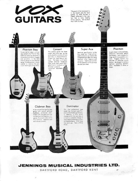 60's Vox ad Vox Guitar, Vox Amp, Music Ads, Playing The Guitar, Guitar Rig, Guitar Playing, Guitar Lovers, Garage Band, Bass Amps