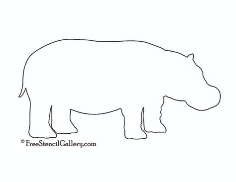 Hippo Silhouette, Hippopotamus Silhouette, Hippo Template, Silhouette Stencil, Hippopotamus, 5th Birthday, Free Printables, Coloring Pages, Clip Art