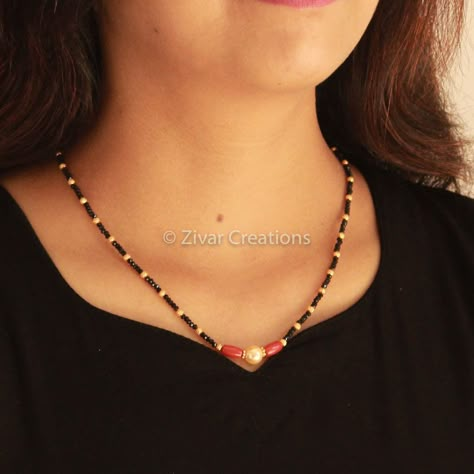 Coral Black Beads Jewellery, Black Beads Mangalsutra Design Simple Short, Pearl Mangalsutra Designs, Black Beeds Chain Indian Gold Short, Coral Beads Jewellery Indian, Coral Mangalsutra, Pearl Mangalsutra, Fancy Mangalsutra, Black Beads Chain