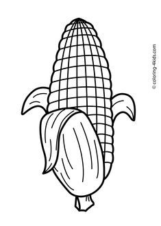 Corn Images, Corn Coloring Page, Kids Colouring Printables, فنسنت فان جوخ, Vegetable Drawing, Vegetable Coloring Pages, Fruit Coloring Pages, Printable Pictures, Colouring Printables