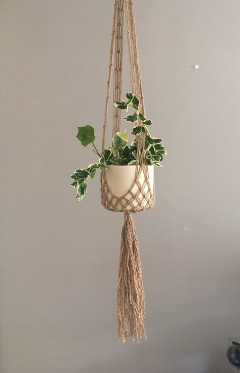 Vintage plant hanger Macrame plant holder jute pot holder | Etsy Boho Plant Holder, Jute Macrame Plant Hanger, Outdoor Macrame Plant Hanger, Jute Plant Hanger, Macrame Pot Hanger, Macrame Pot Holder, Macrame Instructions, Vintage Plant Hanger, Handmade Pots