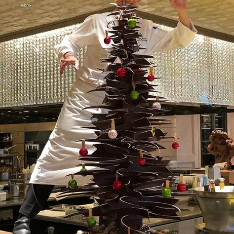 We cut it down from Willy Wonka’s forest!!! 🎄😂🍫 #chocolate #christmas #tree #fourseasons #hotel #hongkong #caprice #restaurant #teamwork #star #sapin #chocolat #vosges #forest #willywonka #hk #french #pastry #chef Christmas Showpiece, Chocolate Christmas Tree, Chocolate Christmas Gifts, Christmas Tree Chocolates, Chocolate Decor, Chocolate Sculpture, Chocolate Showpiece, Chocolate Tree, Chocolate Sculptures