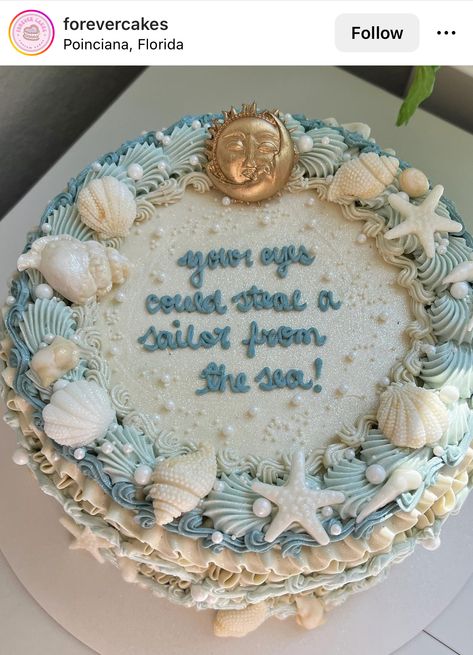 Summer Birthday Cake, Beach Birthday Cake, Ocean Cakes, Ocean Birthday, Beach Cakes, Cute Baking, Creative Birthday Cakes, Beach Birthday, Pretty Birthday Cakes