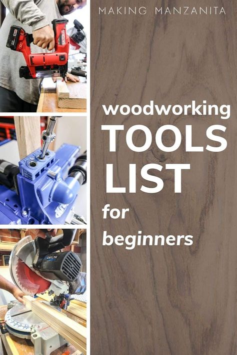 Looking to start a woodworking hobby and need to know what to get? This is post is for you! We show the best 8 woodworking tools for beginners! #woodworking #woodprojects #DIY #tools Woodworking Tools List, Woodworking Tools Router, Woodworking Tools For Beginners, Essential Woodworking Tools, Woodworking Tools Workshop, Best Woodworking Tools, Wood Projects For Beginners, Tools List, Small Woodworking Projects