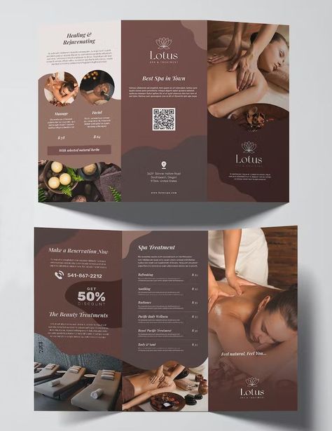 Spa Trifold Brochure Template EPS, INDD Spa Flyer Design, Beauty Brochures, Spa Brochure, Spa Flyer, Brochure Examples, Spa Menu, Brochure Design Layout, Trifold Brochure Design, Pamphlet Design