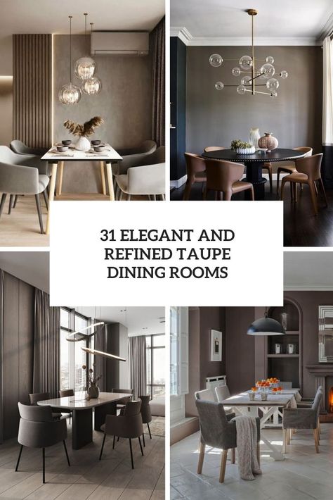 Griege Paint Dining Room, Taupe Dining Room Walls, Taupe Dining Table, Brown Dining Room Ideas, Taupe Walls Living Room, Dark Brown Dining Room, Taupe Dining Room, Dining Room Color Palette, Taupe Decor