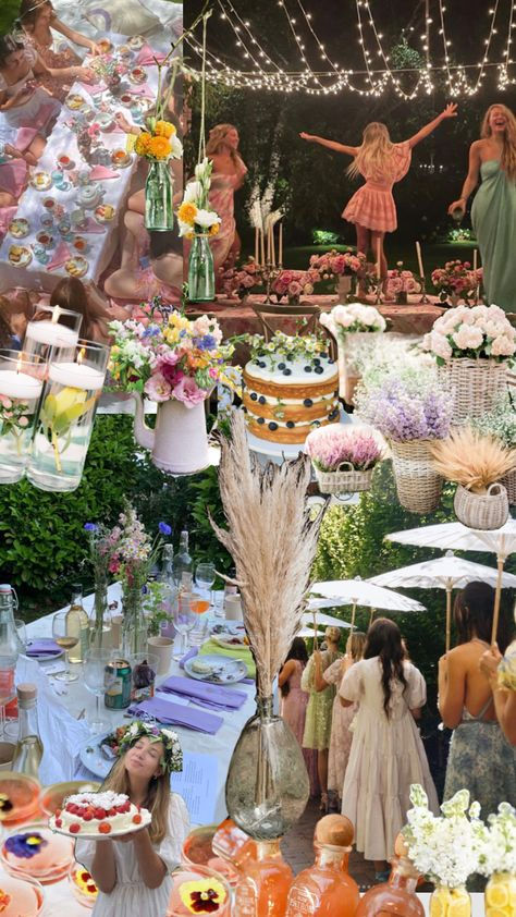 Garden Party Astethic, Fairy Themed Dinner Party, Fairy Disco Party, Mid Summers Party, Fairy Garden Graduation Party, Fairy Garden Bachelorette Party, Fairy Aesthetic Birthday Party, Garden Party Bday, April Birthday Aesthetic