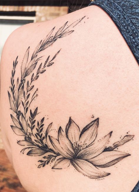 Lotus and Willow by Rachel Ulm Tattoo Temple New Orleans Flower Vine Tattoos, Molecule Tattoo, Brain Tattoo, Vine Tattoo, Awareness Tattoo, Light Tattoo, Muster Tattoos, Fire Tattoo, Vine Tattoos