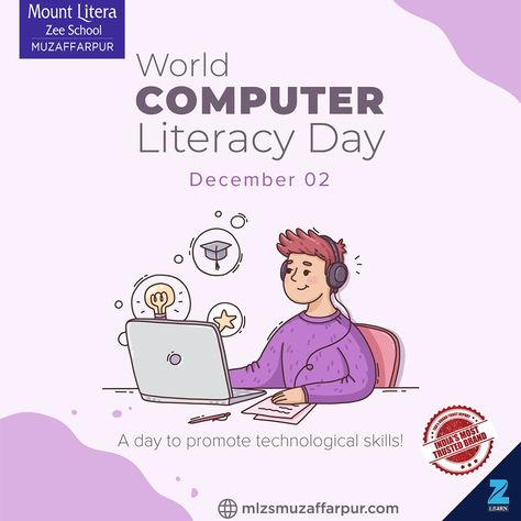 If you wish to move ahead in your life then it is impossible without learning computers. 
Happy World Computer Literacy Day!

#computerliteracyday #worldcomputerliteracyday
#mlzsmuzaffarpur #MountLiteraZeeSchool 
#Mountliterans #learning #computer #computerclass #TopCBSESchool World Computer Literacy Day, Education Brochures, Computer Literacy, Literacy Day, Top School, Computer Education, Computer Class, Creative Poster, Poster Drawing