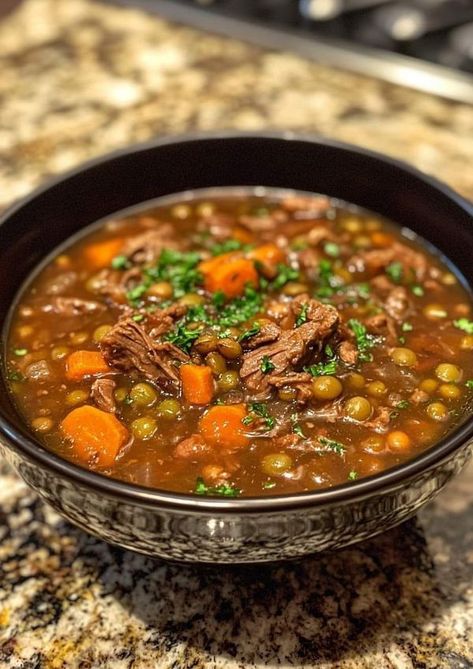 Soup Lovers (Recipes & Tips) | 🥣 Beef and Lentil Soup 🥩🌾 | Facebook Beef And Lentil Soup, Beef Lentil Soup, Beef And Lentil, Sausage Tortellini Soup, Homemade Garlic Butter, Sausage Tortellini, Lasagna Soup Recipe, Italian Sausage Soup, Homemade Hamburgers