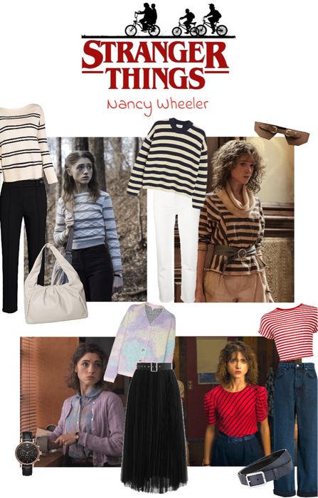 Nancy Wheeler Costume Ideas, Nancy Outfit Stranger Things, 89s Outfits, Nancy Wheeler Halloween Costume, Nancy Wheeler Inspired Outfits, Nancy Wheeler Cosplay, Nancy Stranger Things Outfits, Nancy Wheeler Costume, Stranger Things Aesthetic Fashion