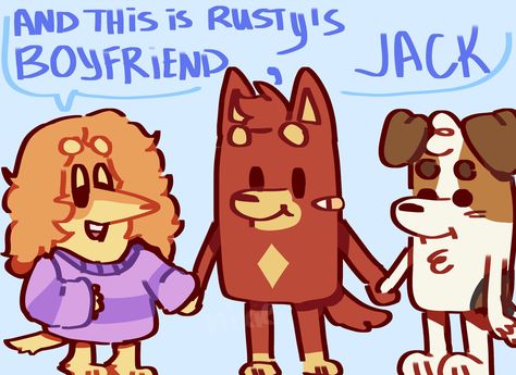 Rusty X Jack, Rusty And Jack, Bluey Ocs, Comfort Things, Bluey Bluey, Bluey Stuff, Bingo Funny, Cute Kawaii Drawings, Cute Cartoon Drawings