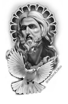 Jesus Statue Tattoo, Religious Tattoo Sleeves, Religous Tattoo, Christus Tattoo, Religion Tattoos, Jesus Christ Tattoo, Stencils Ideas, Jesus Tattoo Design, Christian Sleeve Tattoo