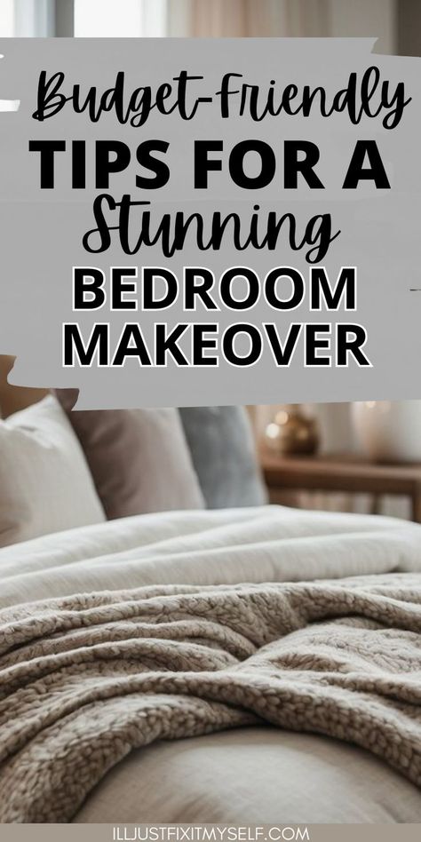 An inviting bedroom with a new layout, highlighting budget-friendly transformation tips. Weekend Diy Home Projects, Creepy Texts Messages, Budget Bedroom Makeover, Bedroom On A Budget, Bedroom Transformation, Outdoor Christmas Decoration Ideas, Outdoor Decoration Ideas, Bedroom Makeover Ideas, Affordable Bedding