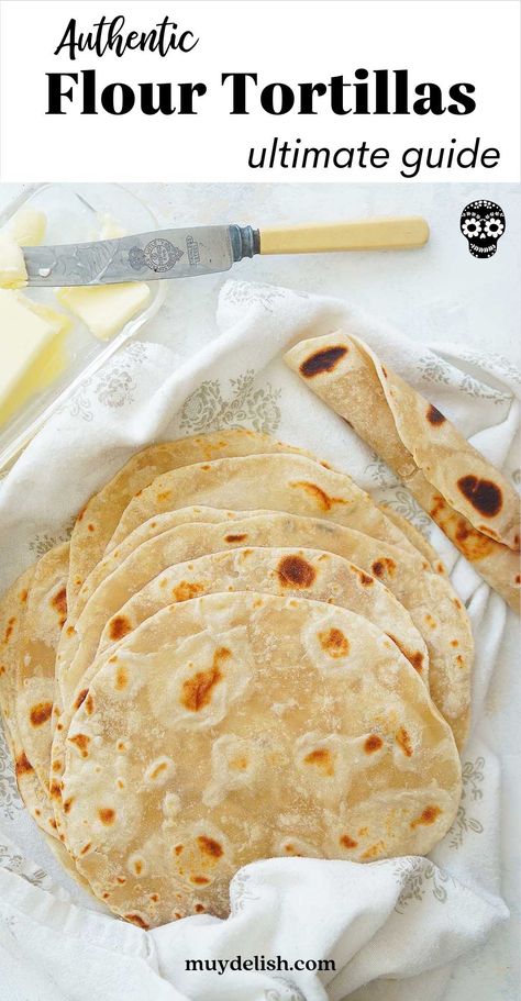 These delicious Flour Tortillas are so easy to make at home, and they are a world apart from store-bought! They make a great addition to any Mexican meal. Tortilla Recipe With Lard, Flour Tortilla Recipe Mexican, Soft Tortilla Recipe, Mexican Flour Tortillas, Flour Tortillas Recipe, Homemade Tortilla Recipe, Tortillas Recipe, Homemade Flour, Recipes With Flour Tortillas