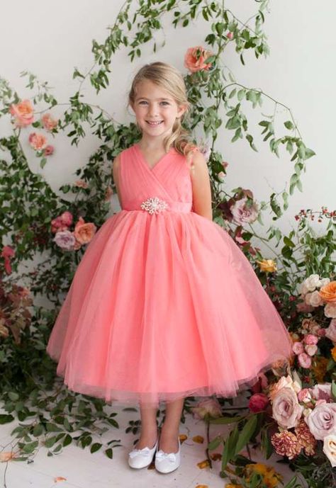 Gold Tulle, Long Flower Girl Dresses, Tulle Flower Girl Dress, Coral Flower, Long Flowers, Tulle Flower Girl, Tulle Flowers, Flower Girl Dresses Tulle, Flower Girl Dress