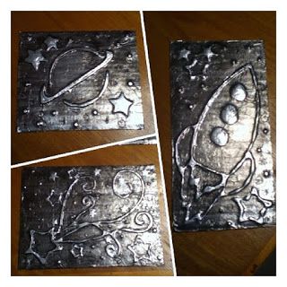 Aluminum Foil Crafts, Tin Foil Art, Space Art Projects, Rocket Art, Outer Space Art, Aluminum Foil Art, 4th Grade Art, Planets Art, Spaceship Art