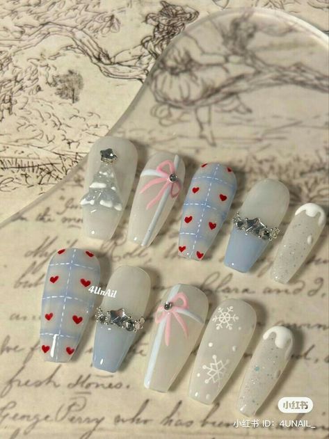 Nail Noel, Nail Art Noel, Fake Nails Designs, Hippie Nails, Asian Nails, Nail Box, Blush Nails, Pretty Gel Nails, Really Cute Nails