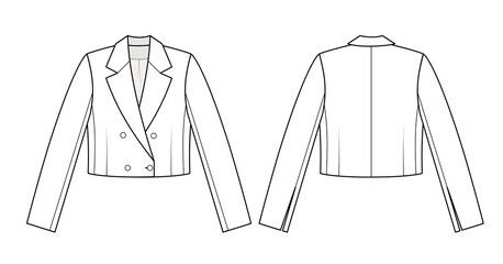 Cropped Blazer Technical Drawing, Blazer Flat Drawing, Blazer Technical Drawing, Blazer Drawing, Pattern Sketch, Flat Drawings, Fashion Figure Drawing, Blazer Pattern, Crop Top Jacket