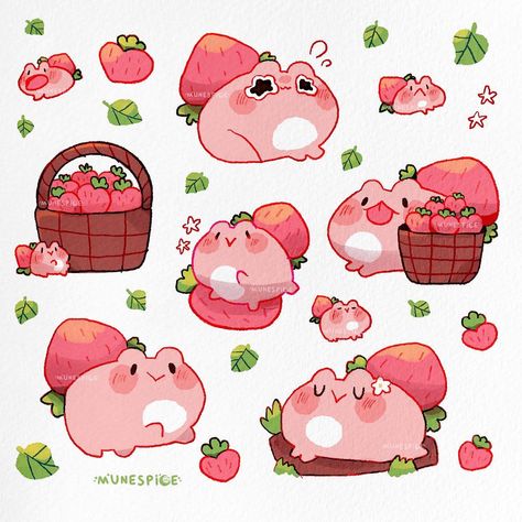 Strawbabbies! In going over my inventory for the year, i found im pretty much out of my strawberry frog keychain plush again (and actually… | Instagram Strawberry Frog, Frog Illustration, Duck Art, Anime Expo, Frog Art, Little Doodles, Kawaii Animals, The Bay Area, Cute Little Drawings