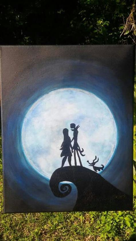 Monsieur Jack, Nightmare Before Christmas Jack Sally, Nightmare Before Christmas Drawings, Disney Paintings, Nightmare Before Christmas Jack, Cute Canvas Paintings, Easy Canvas Art, Canvas Painting Designs, Halloween Painting