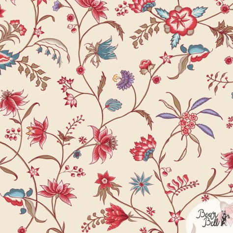 Indienne, Indian Floral pattern design by Swedish pattern designer Bärbel Dressler. #floral #indian #surfacedesign #pattern #patterndesign #18thcentury #swedishdesign Indian Floral Pattern, Shawl Embroidery, Mughal Art Paintings, Fabric Print Design, Floral Textile, Pattern Design Inspiration, Visual Memory, Textile Prints Design, Indian Patterns