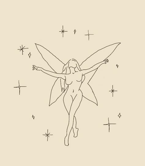 Dainty Fairy Tattoo Outline, Fairy Outline Tattoo, Fairy Line Art, Fairycore Tattoo, Fairy Outline, Virgo Tattoo Designs, Outline Pictures, Fairy Coloring Book, Tattoo Apprenticeship