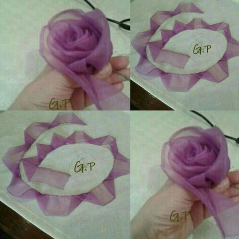 Tulle Headband, Sulaman Pita, Projek Menjahit, Satin Ribbon Roses, Diy Flores, Fabric Flower Tutorial, Tulle Flowers, Cloth Flowers, Fabric Flowers Diy