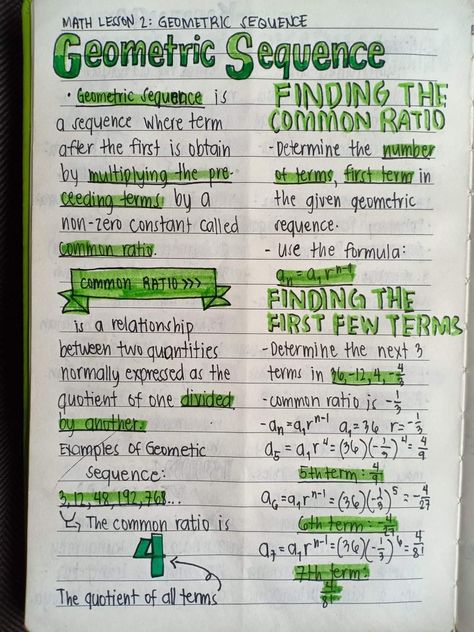 Geometric Sequence Formula, Geometric Sequences Notes, Math Notes Aesthetic 8th Grade, Euclidean Geometry Notes, Arithmetic Sequences Notes, Geometric Sequence, Statistics Notes, Maths Notes, Geometry Notes