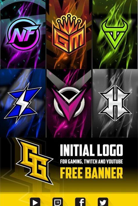 I will design initial gaming logo for esports, twitch, youtube Esports Logo Gaming Design, Esports Logo Gaming, Logo Gaming, Gaming Design, Energy Logo, Free Banner, Esports Logo, Gaming Logo, Youtube Youtube