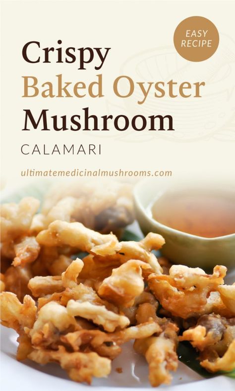 Baked Oyster Mushroom Recipe, Baked Oyster Mushrooms, Mushroom Calamari, Oyster Mushroom Recipes, King Oyster Mushroom Recipe, Healthy Mushroom Recipes, Calamari Recipe, Easy Mushroom Recipes, Mushroom Recipes Vegan