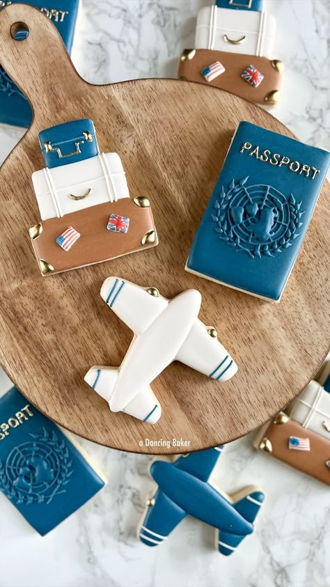 adancingbaker on Instagram: Take me with you… #firstclass #travel #cookies #reels #travelcookies Aviation Cookies, Travel Themed Cookies, Travel Cookies, Plane Royal Icing Cookies, Airplane Cookies Decorated, Airplane Baby Shower Cookies, Vintage Airplane Cookies, Airplane Cookies, Travel Baby Shower Theme