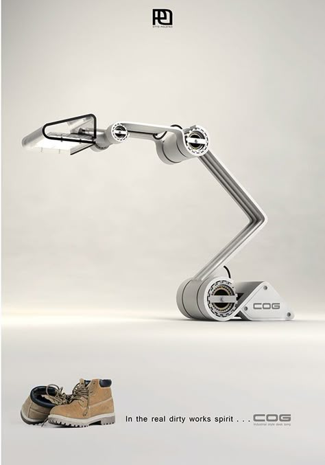 Industrial Style Desk, Industrial Design Style, Desk Lamp Design, Work Lamp, Rustic Lamps, Robot Design, Mechanical Design, Machine Design, Unique Lighting