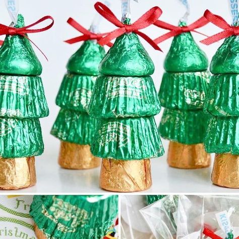 Christmas Hershey Bar Ideas, Christmas Tree Peanut Butter Cups, Rolo Candy Crafts, Reese’s Peanut Butter Cup Christmas Trees, Christmas School Treats Prepackaged, Christmas Treats For Gifts For Coworkers, Thanksgiving Classroom Gifts, Christmas Treats For Classmates, Hershey Kiss Christmas Tree