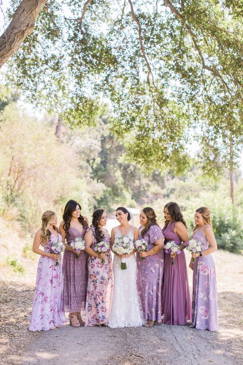 Bridesmaid Dresses Different Styles And Colors, Bridesmaid Dresses Different Shades Of Purple, Lavender Shades Bridesmaid Dresses, Different Color Purple Bridesmaid Dresses, Liliac Bridesmaid Dresses, Mixed Fabrics Bridesmaid Dresses, None Matching Bridesmaid Dresses, Spring Bridesmaid Dresses Lavender, Floral Bridesmaid Dresses Lilac