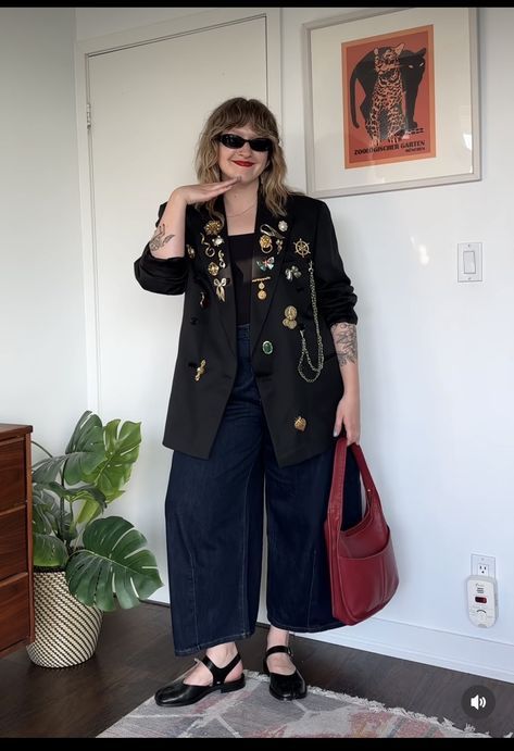 Work To Evening Outfit Ideas, Plus Blazer Outfits, Eclectic Vintage Fashion, Eclectic Fall Fashion, Midsize Classy Outfits, Eclectic Fall Outfits, Eclectic Work Outfits, Plus Size Eclectic Fashion, Smart Casual Dinner Outfit Women