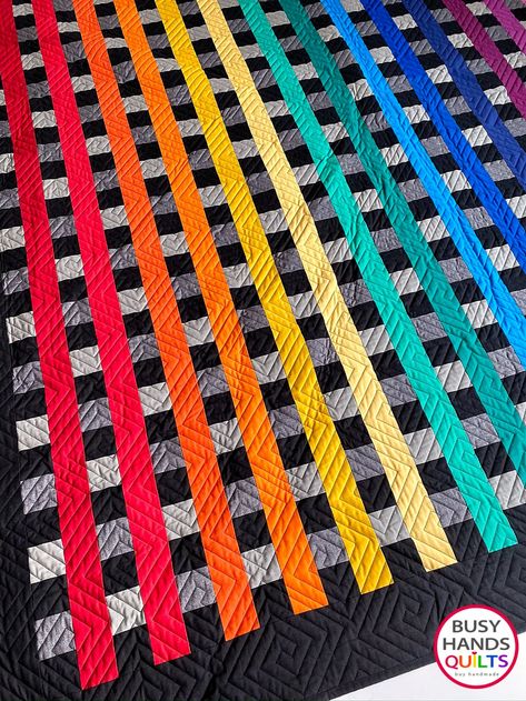 Woven Threads Quilt Pattern - a Perfect Rainbow! ❤️ Bed Quilts, Straight Line Quilting, Baby Throw, Modern Rainbow, Rainbow Quilt, Jellyroll Quilts, Rainbow Decorations, Quilts For Sale, Twin Quilt