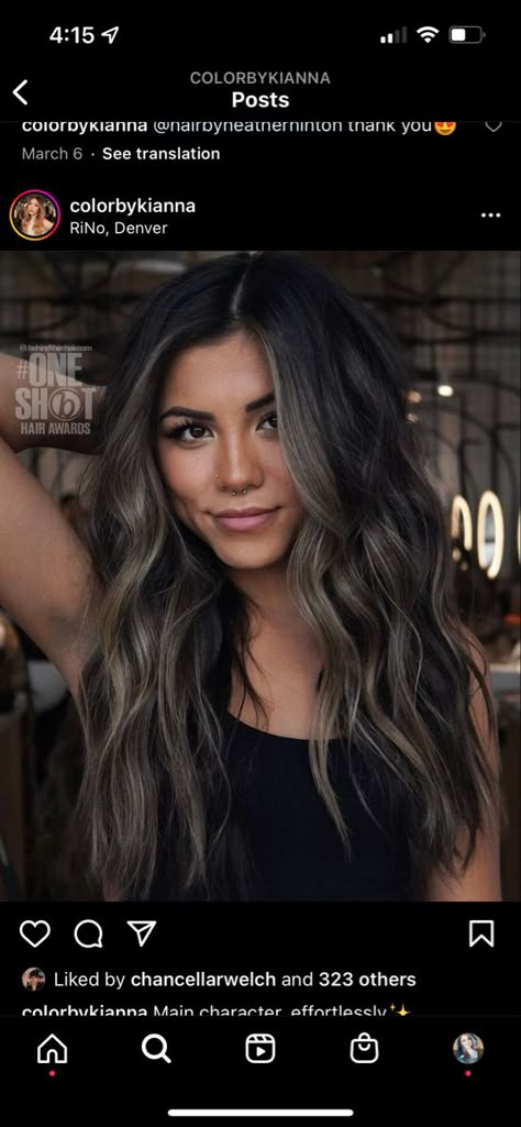 Sandy Brown Balayage On Black Hair, Brown Mushroom Hair Color, Black Balayage With Money Piece, Mushroom Brown Face Framing Highlights, Dark Contrast Hair, Level 2 Hair Color Dark Brown, Soft Look Hairstyles, Dark Hair With Ash Brown Money Piece, Sandy Brown Balayage On Dark Hair