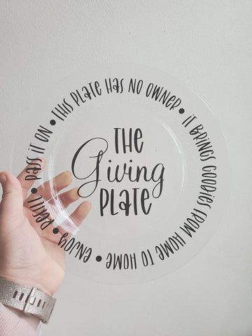 The Giving Plate Svg, The Giving Plate Svg File Free, Plate Packaging Ideas, Plate Template Printable, Giving Plate Svg Free, Clear Plate Crafts, Cricut Charger Plate Ideas, Clear Glass Plates Crafts Ideas, The Giving Plate Diy