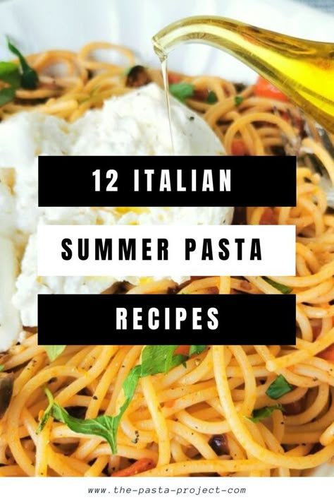 These 12 Italian summer pasta recipes are mostly vegetarian or vegan except for a couple that call for Parmigiano or pecorino. However, just use a vegetarian or vegan cheese and you’re good to go! Most of these pasta dishes are also easy and quick to make and full of healthy summer veggies! Caprese Salad Pasta, Italian Summer Pasta, Light Pasta Sauce, Light Pasta Recipes, Summer Lunch Recipes, Light Pasta Dishes, Recipes From Italy, Fresh Pasta Recipes, Summer Pasta Dishes