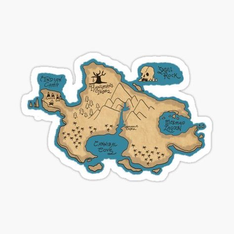 map of neverland sticker #peter pan #disney #animation #disney stickers #stickers #tinker bell #redbubble Sick Stickers, Movie Treats, Montessori Birthday, Peter Pan Aesthetic, Tinkle Bell, Diy Posters, Peter Pan Birthday, Stickers Disney, Disney Stickers