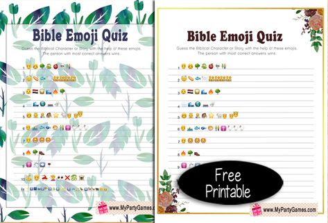 Free Printable Bible Emoji Quiz with Answer Key Bible Emoji, Guess The Emoji Answers, Bible Quiz Games, Emoji Answers, Bible Verses About Mothers, Biblical Characters, Guess The Emoji, Emoji Quiz, Emoji Game