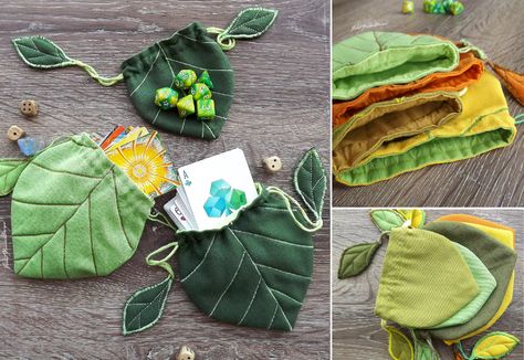 Druid Leaf-like Dice Pouch, Leaf Rune Bag, Drawstring Renfaire Bag, Herbal Bag, Dnd Pouch, Playing Card Pouch, Poker Сard Case - Etsy Dice Pouch, Pouch Diy, Tarot Bags, Make Your Own Clothes, Card Pouch, Dice Bag, Christmas Sewing, Bag Patterns To Sew, Fabric Bags